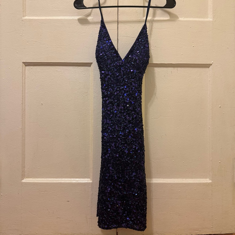 Gorgeous Indigo Purple Sequin Dress From Scala